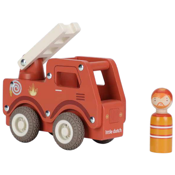 Camion de pompiers en bois FSC – Jouet d’éveil et jeu de rôle LITTLE DUTCH