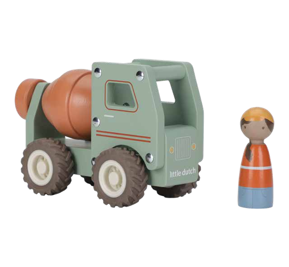 Camion toupie en bois FSC – Jouet d’éveil et construction LITTLE DUTCH