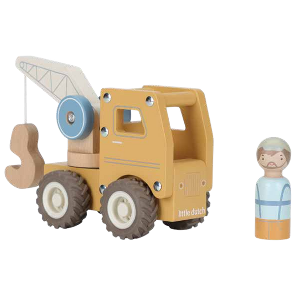 Camion-grue en bois FSC – Jouet de construction et d’éveil LITTLE DUTCH