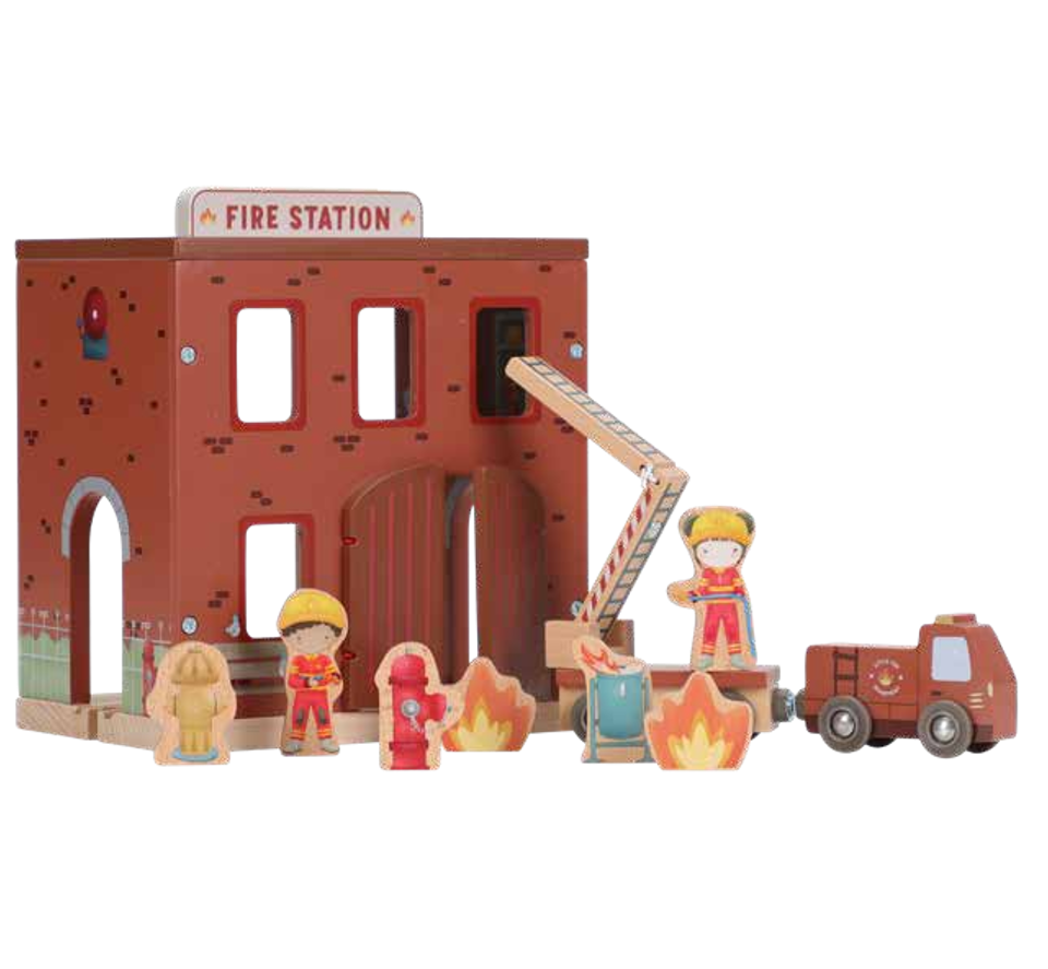 Caserne de pompiers en bois FSC – Jeu d’imitation LITTLE DUTCH