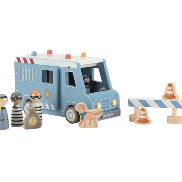 Fourgon de police en bois FSC – Jeu de rôle et véhicule d’aventure LITTLE DUTCH