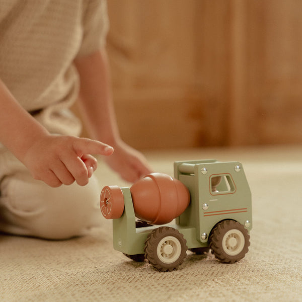 Camion toupie en bois FSC – Jouet d’éveil et construction LITTLE DUTCH