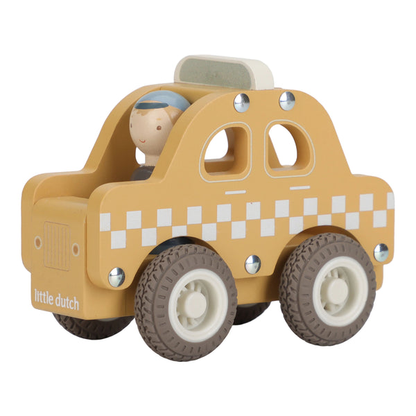 Taxi en bois FSC – Jouet d’éveil et véhicule classique LITTLE DUTCH