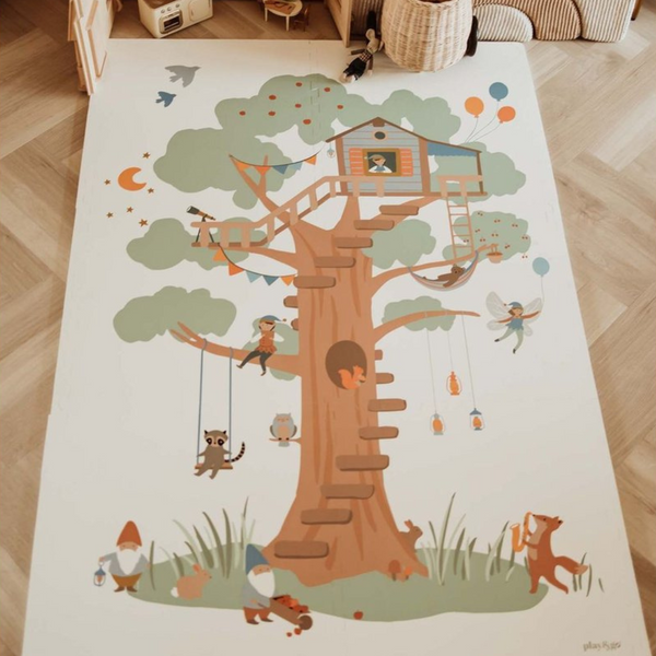 Tapis de jeu réversible 2 en 1 EEVAA Treehouse (120 x 180 cm)