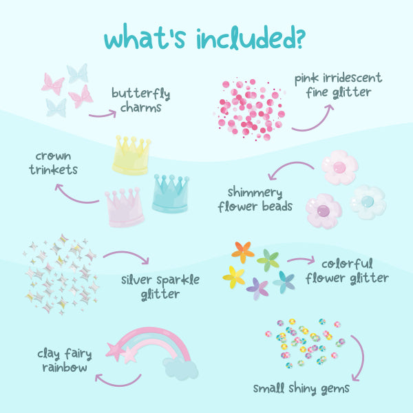 Créez un monde magique avec les Fun Fillers Fairy 🧚♀️ ! Accessoires sensoriels scintillants pour jeux d’éveil, pâte à modeler, eau, riz ou slime. Dès 3 ans.