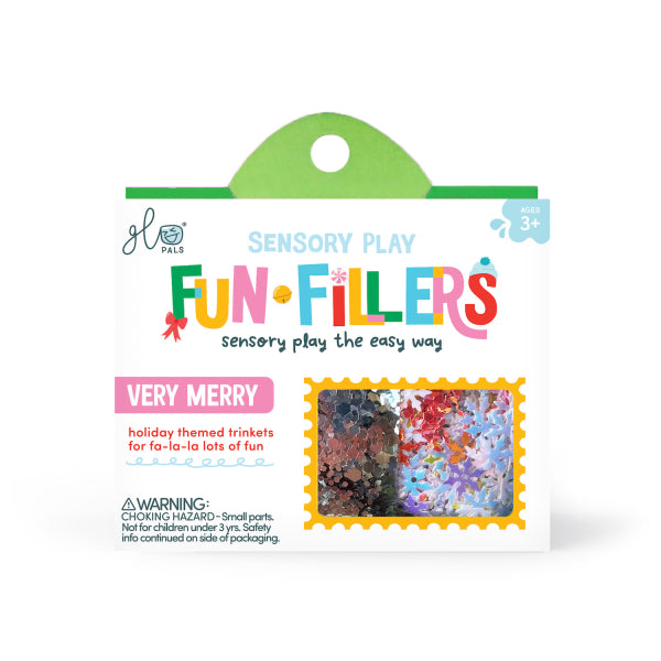 Créez un monde magique avec les Fun Fillers Noël ! Accessoires sensoriels scintillants pour jeux d’éveil, pâte à modeler, eau, riz ou slime. Dès 3 ans.