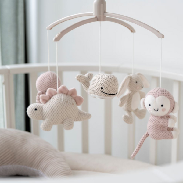 Mobiles bébé musical Animals vieux rose lin chaud BABY'S ONLY