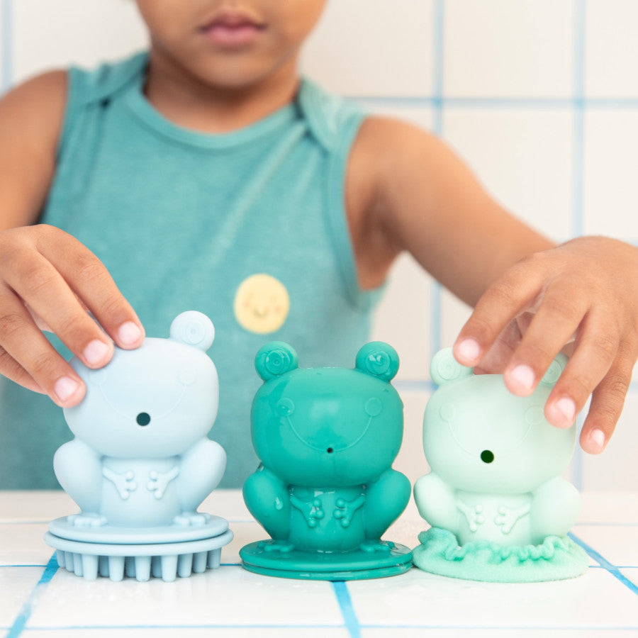 Jouets de bain bébé – Set 3 grenouilles en silicone