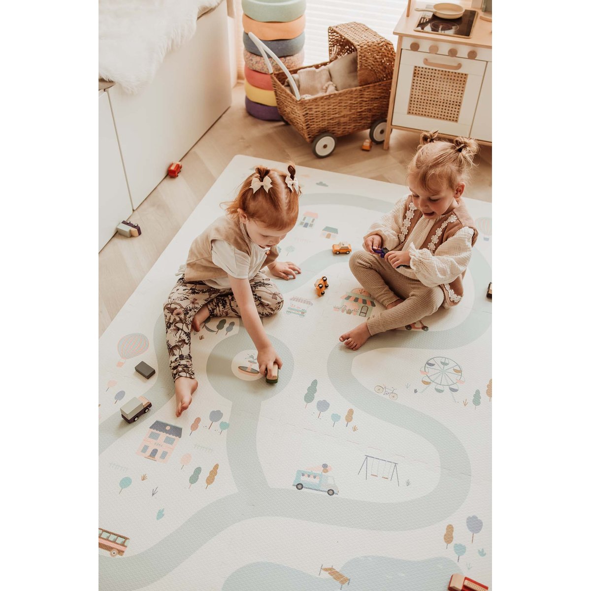 Tapis de jeu dalles EEVAA réversible 2 en 1 Village (120 x 180 cm)