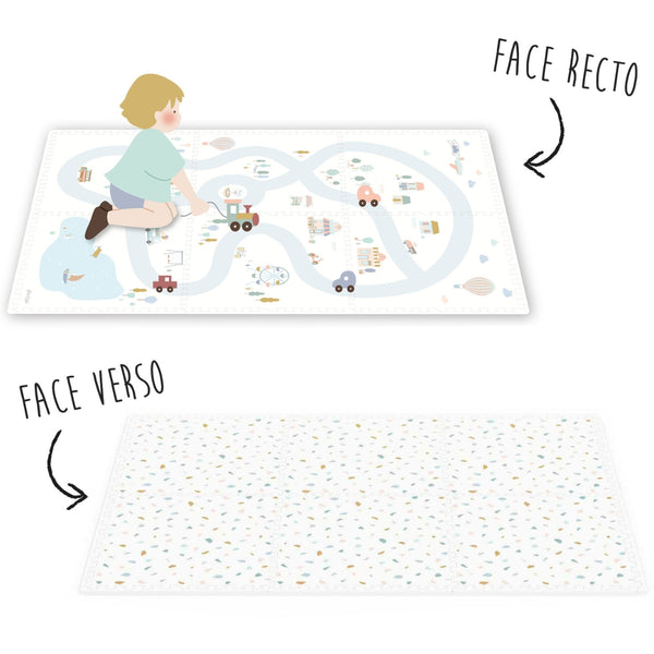 Tapis de jeu dalles EEVAA réversible 2 en 1 Village (120 x 180 cm)