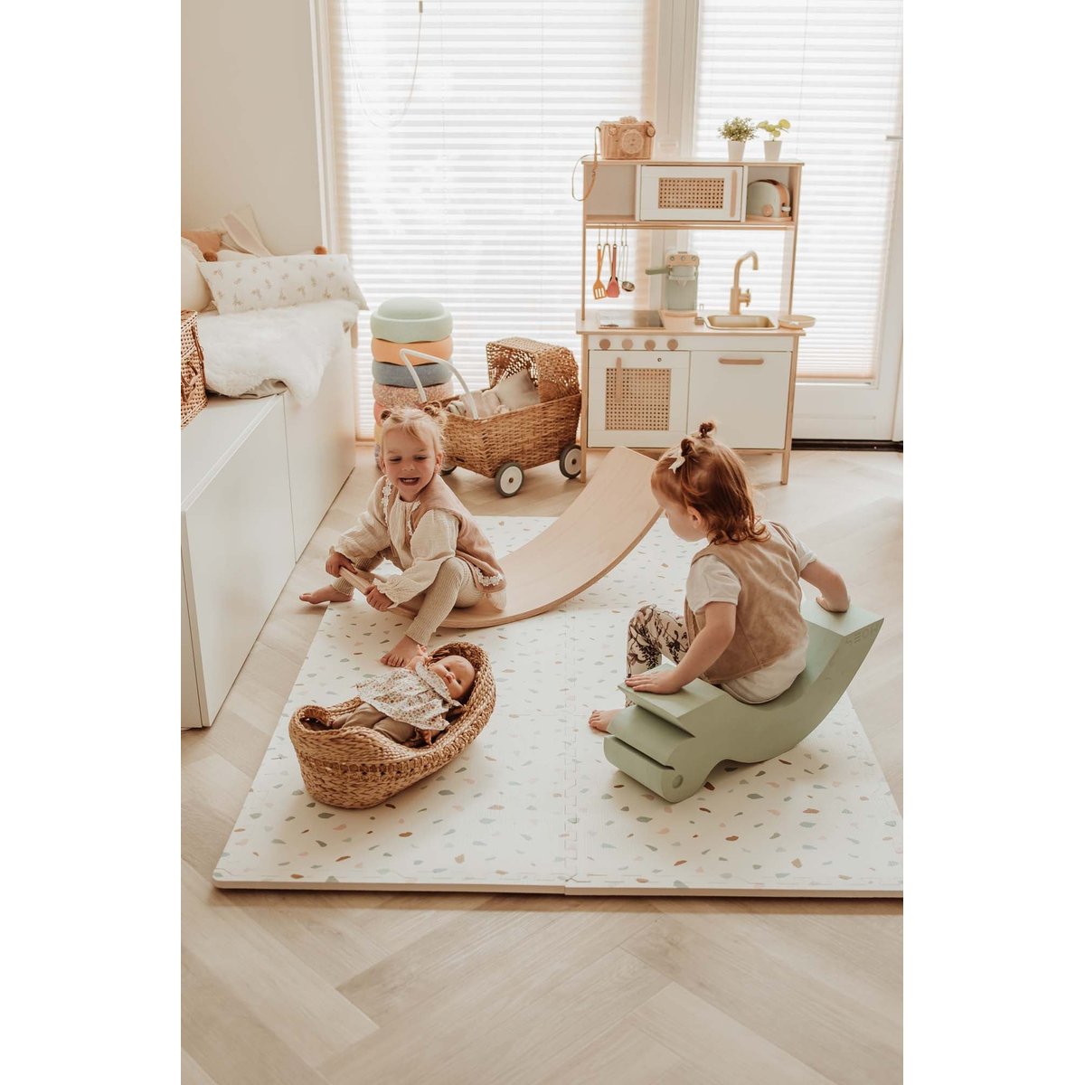 Tapis de jeu dalles EEVAA réversible 2 en 1 Village (120 x 180 cm)