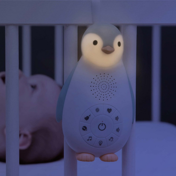 ZOË le pingouin Bleu vert - machine à son avec haut-parleur sans fil et veilleuse