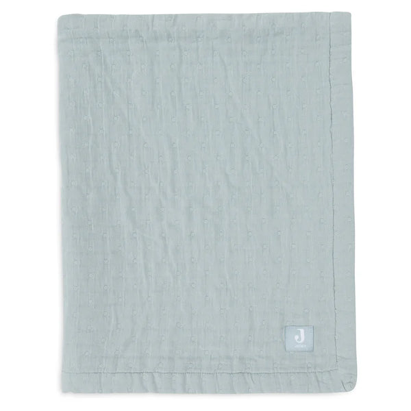 Couverture Berceau Gaze De Coton 75x100cm Jacquard - Sea Green - GOTS
