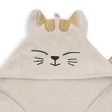 Cape de bain bébé éponge 75x75cm – Charlie avec capuche et petites oreilles JOLLEIN