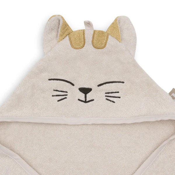Cape de bain bébé éponge 75x75cm – Charlie avec capuche et petites oreilles JOLLEIN