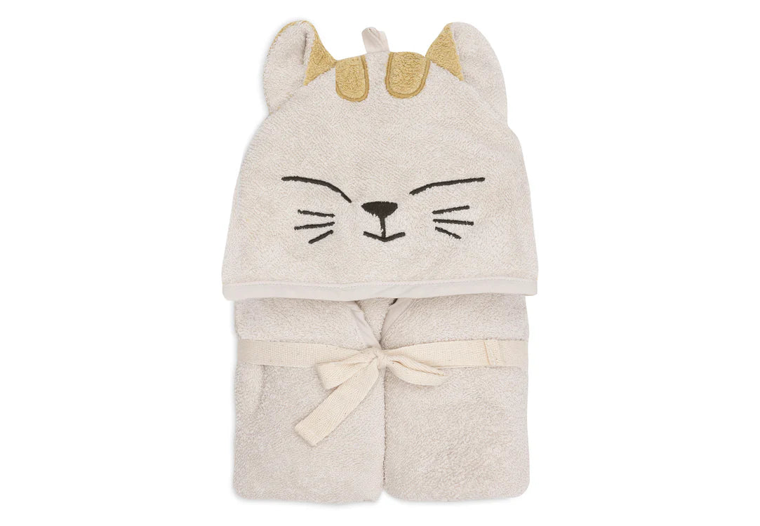 Cape de bain bébé éponge 75x75cm – Charlie avec capuche et petites oreilles JOLLEIN