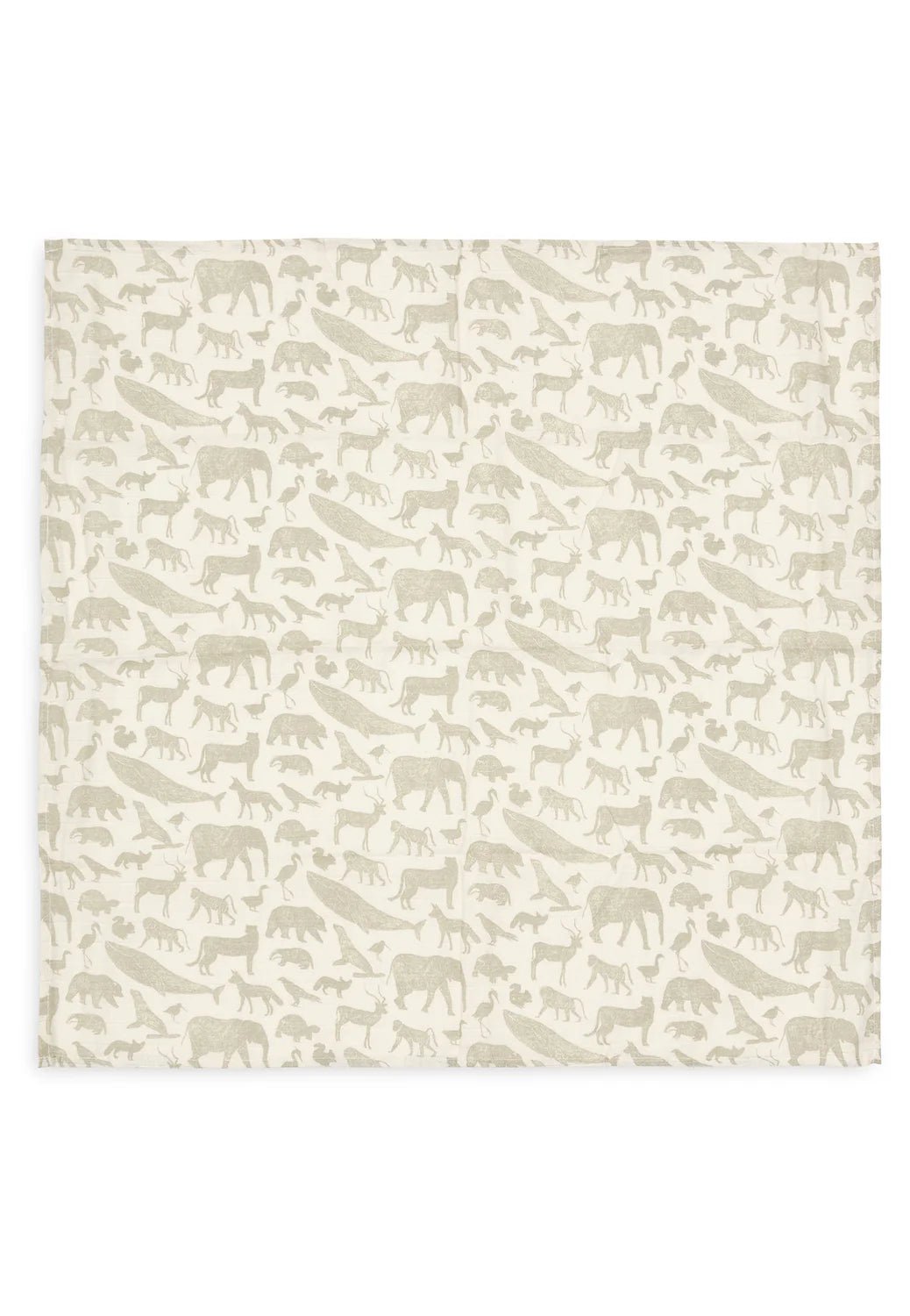 LOT DE 3 Langes Gaze de Coton Small 70x70cm Animals - Olive Green - 3 Unités - Petit coeur salé