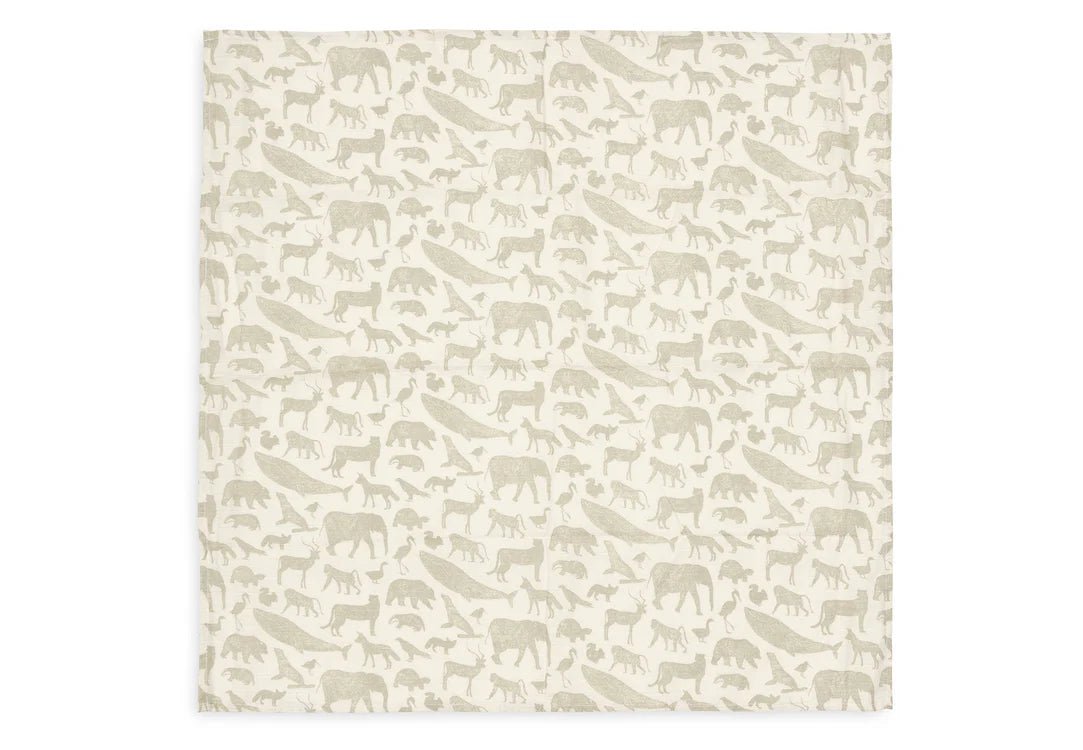 LOT DE 3 Langes Gaze de Coton Small 70x70cm Animals - Olive Green - 3 Unités - Petit coeur salé