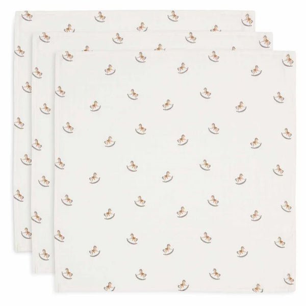 LOT DE 3 Langes Gaze de Coton Small 70x70cm - Nostalgic Ride - 3 Unités - Petit coeur salé