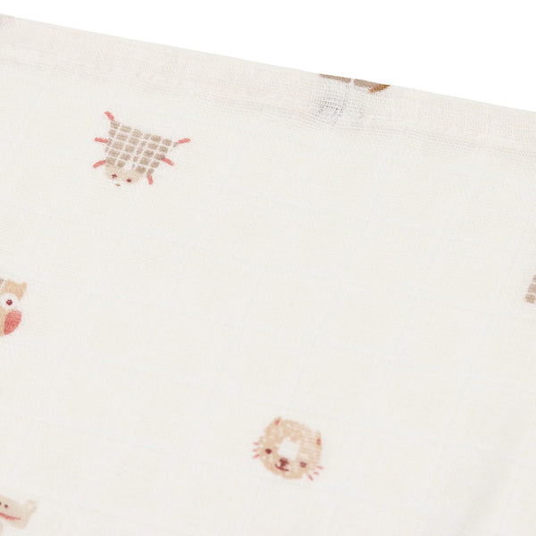 Lange Gaze de Coton Small 70x70cm - Animal Friends - 3 Unités