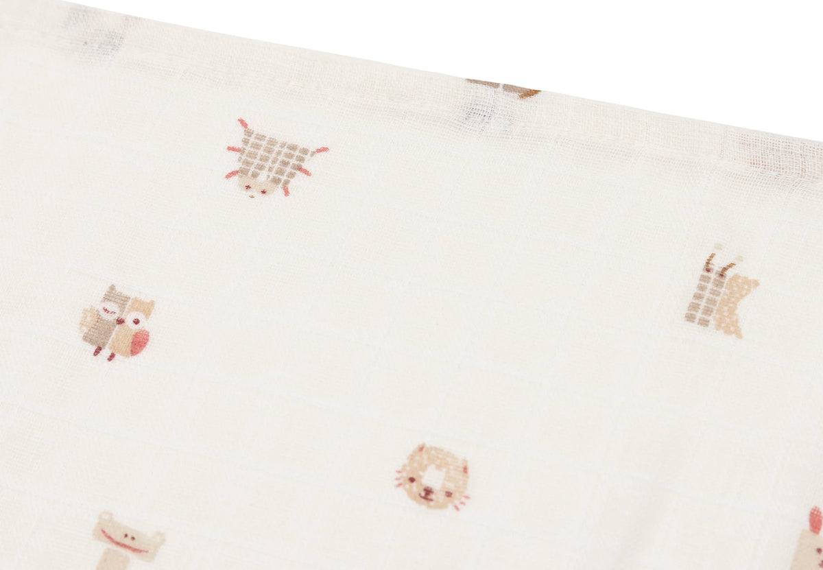 Lange Gaze de Coton Small 70x70cm - Animal Friends - 3 Unités
