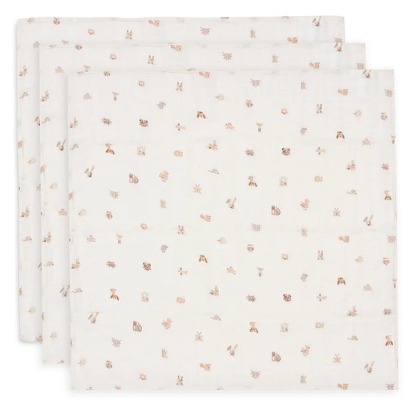 Lange Gaze de Coton Small 70x70cm - Animal Friends - 3 Unités
