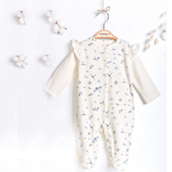 Pyjamas bébé fleuri bleu libellules bleues (6-9 mois) Ciccimbaby