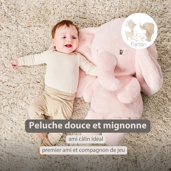 Peluche éléphant Fanfan Rose – Maxi peluche 60 cm ultra douce NATTOU