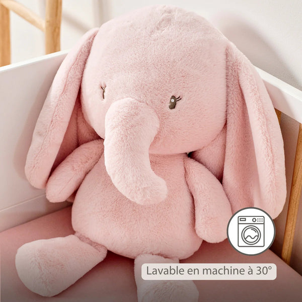 Peluche éléphant Fanfan Rose – Maxi peluche 60 cm ultra douce NATTOU