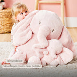 Peluche éléphant Fanfan Rose – Maxi peluche 60 cm ultra douce NATTOU