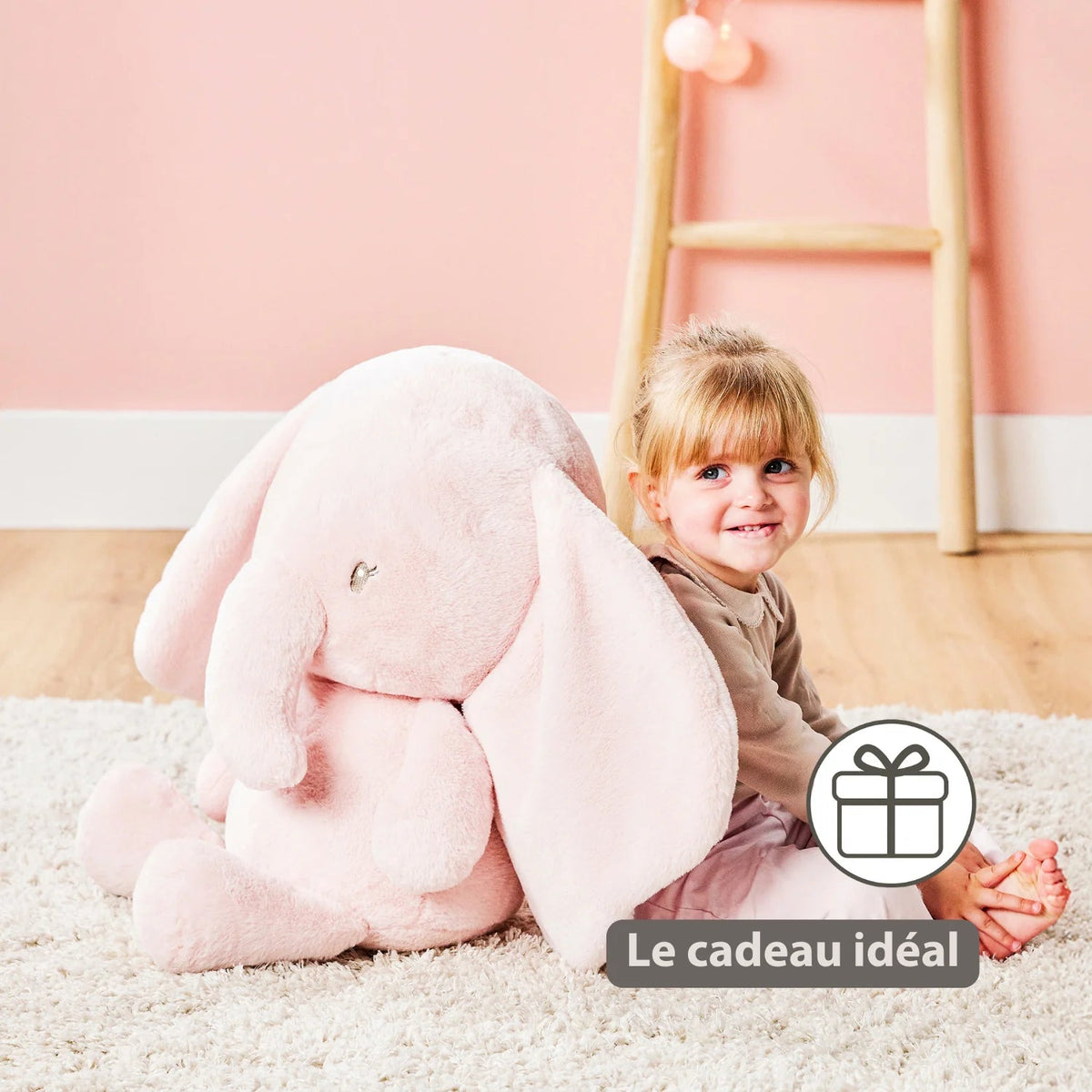 Peluche éléphant Fanfan Rose – Maxi peluche 60 cm ultra douce NATTOU