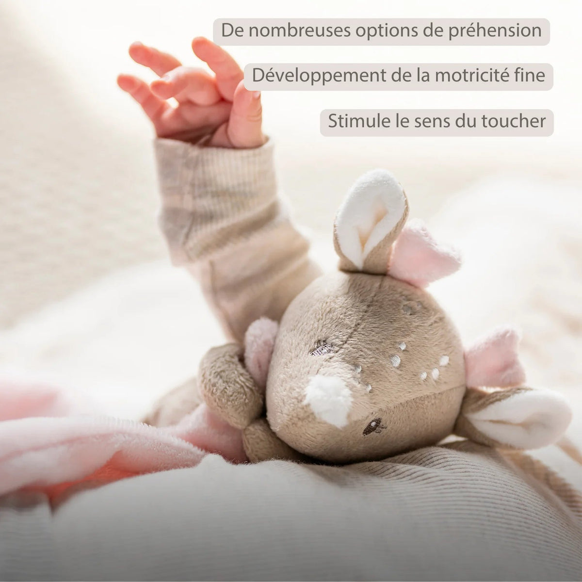 FANFAN Doudou câlin biche 27x27cm NATTOU