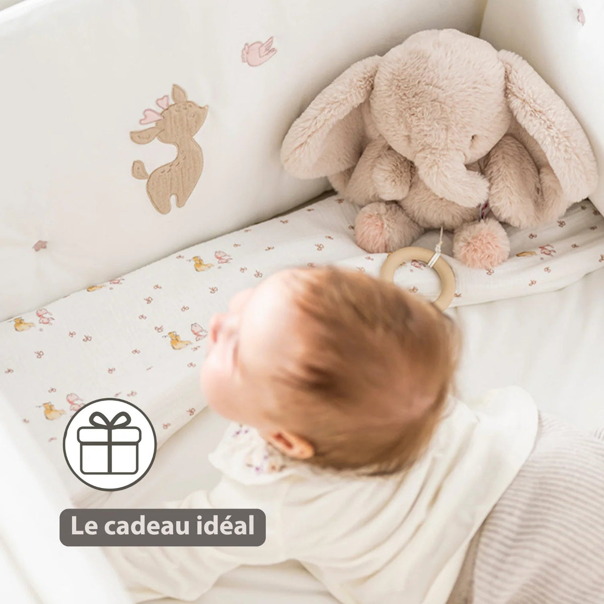 FANFAN Peluche musicale éléphant longs poils sable NATTOU