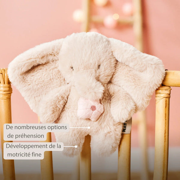 FANFAN Mini peluche musicale éléphant longs poils sable NATTOU