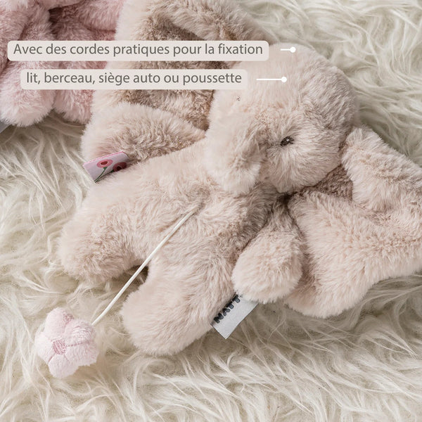 FANFAN Mini peluche musicale éléphant longs poils sable NATTOU