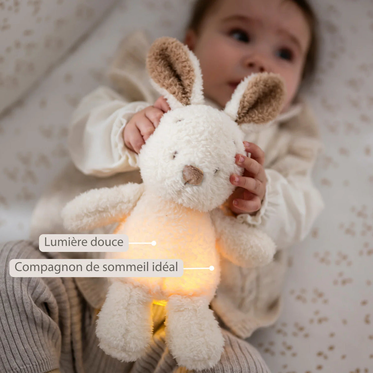veilleuse peluche lapin Teddy beige 🐰