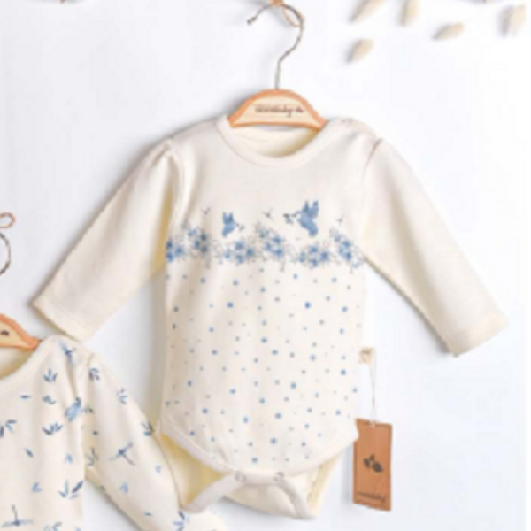 Lot bodies bébé fleuris bleu (3-6 mois et 6-9 mois) Ciccimbaby
