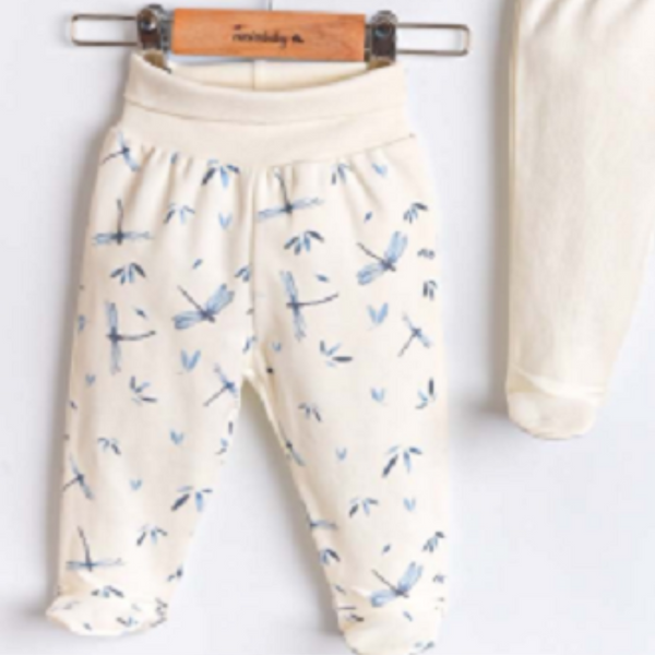 Pantalon bébé fleuri bleu (3-6 mois) Ciccimbaby
