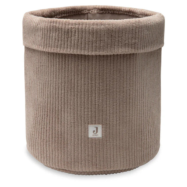 Panier de rangement Cloudy Rib Milky Coffee en tissu côtelé. Grand format pour organiser les essentiels de bébé avec style et douceur.