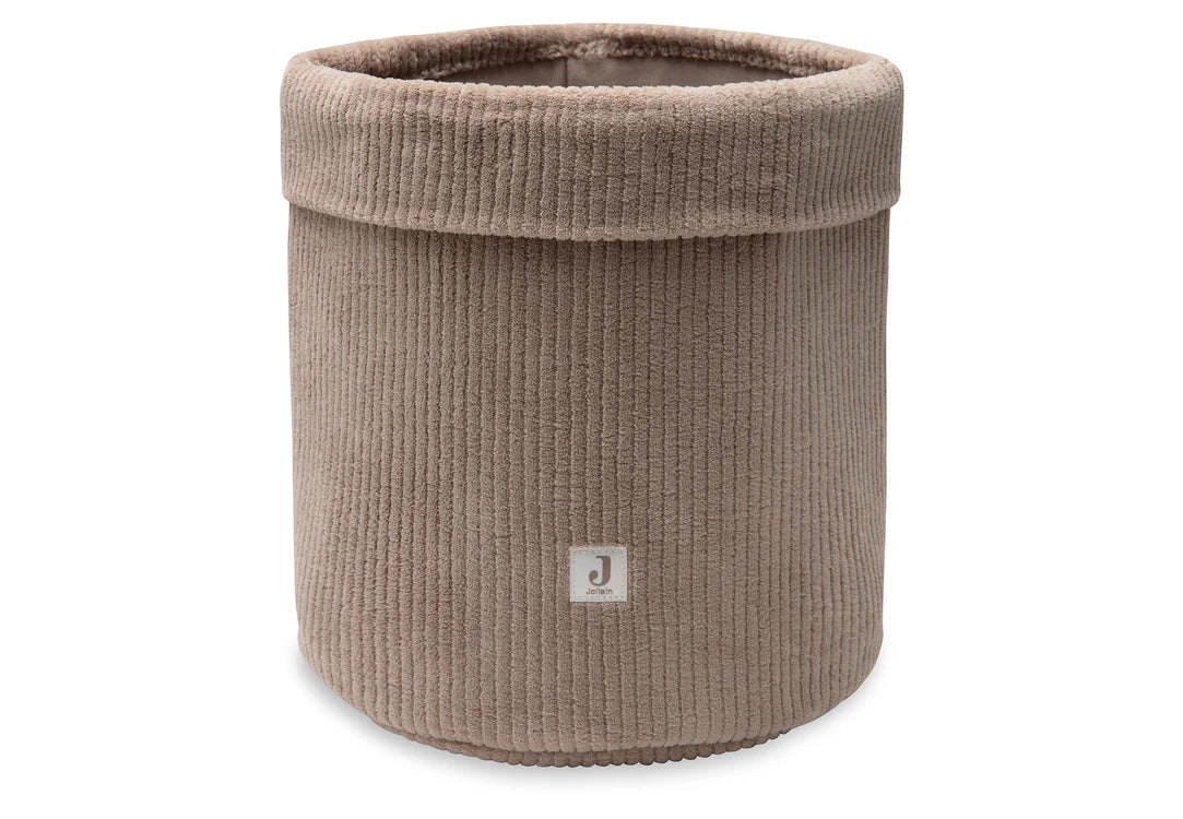 Panier de rangement Cloudy Rib Milky Coffee en tissu côtelé. Grand format pour organiser les essentiels de bébé avec style et douceur.