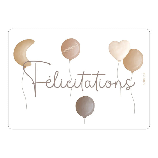 Carte "Félicitations Ballon Lune"