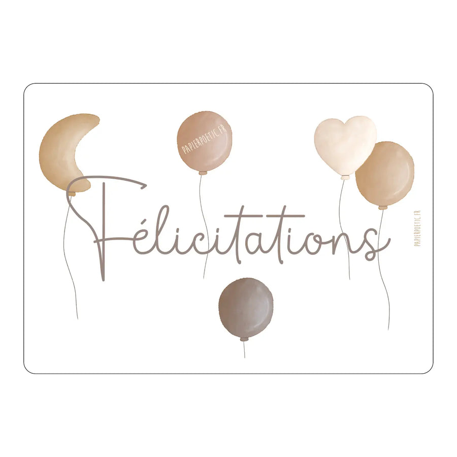 Carte "Félicitations Ballon Lune"