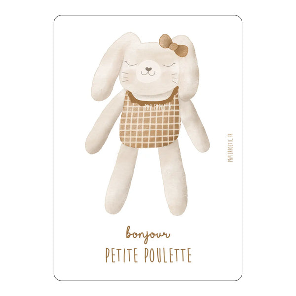Carte "Doudou Lapin" Bonjour Petite Poulette