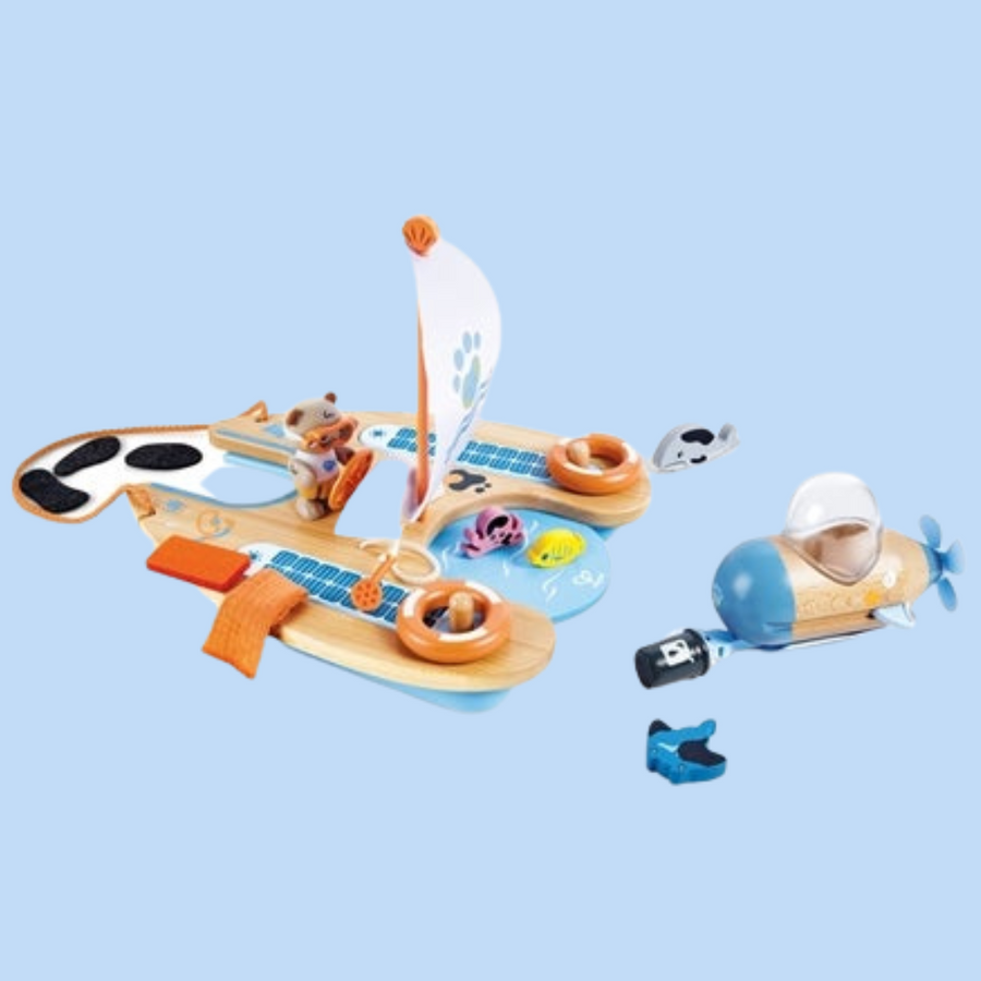 Bateau jouet sauvetage marin – Catamaran écologique enfant 3 ans