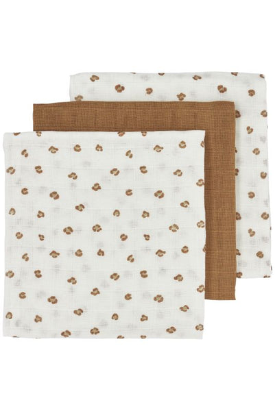 Lot de 3 langes lĂ©opard marron 70x70cm