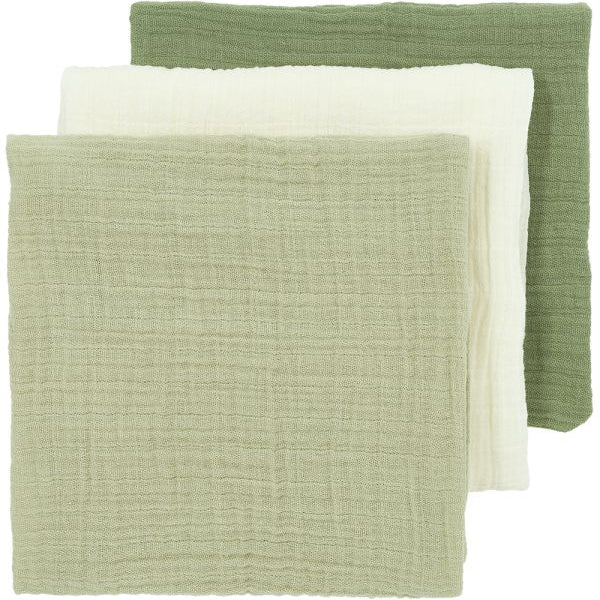 Lot de 3 langes olive green 70x70cm