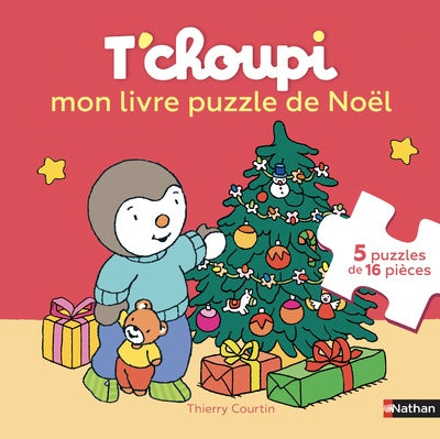 Découvrez le livre-puzzle T’choupi Joyeux Noël ! 5 puzzles de 16 pièces pour éveiller la motricité, l’observation et le plaisir des enfants dès 2 ans.