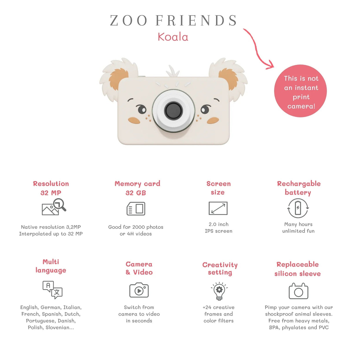 Appareil photo enfant Les Amis du Zoo – Koala – The Zoofamily – Dès 3 ans ZOO FAMILY
