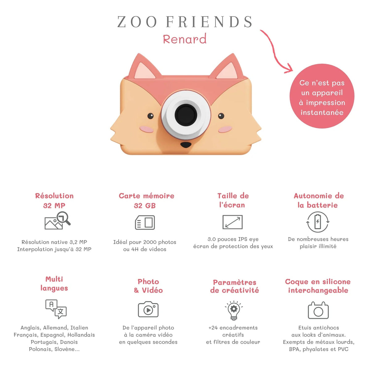 Appareil photo enfant Zoo Friends – Renard – The Zoofamily – Dès 3 ans ZOO FAMILY