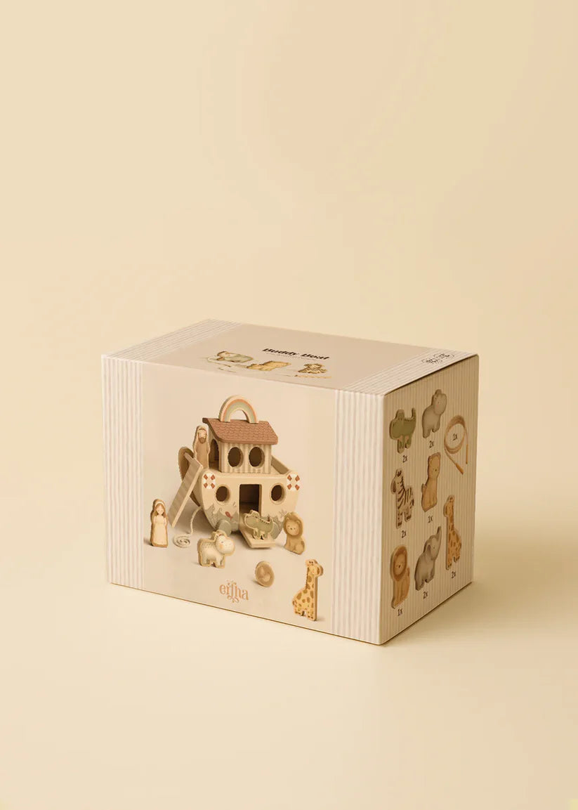 Arche de Noé en bois avec animaux – Jouet d’éveil 18 mois MRS ERTHA